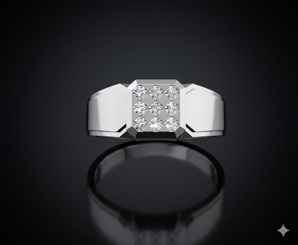 Regal Square Diamond Cluster Ring