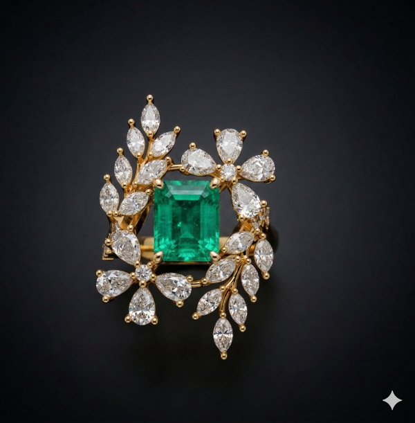 Emerald Bloom Diamond Ring