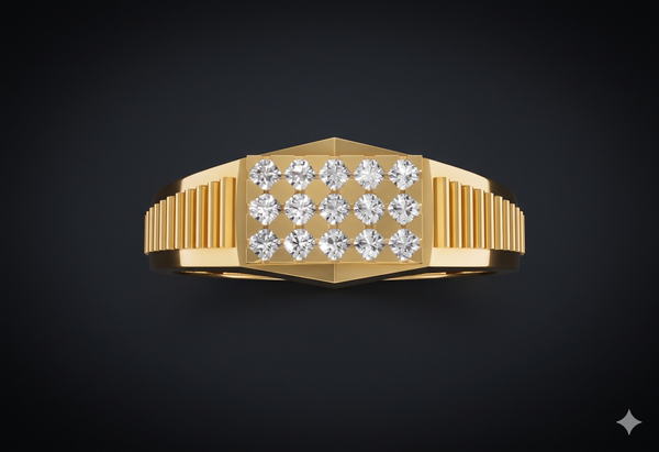 Diamond Grid Gents Ring