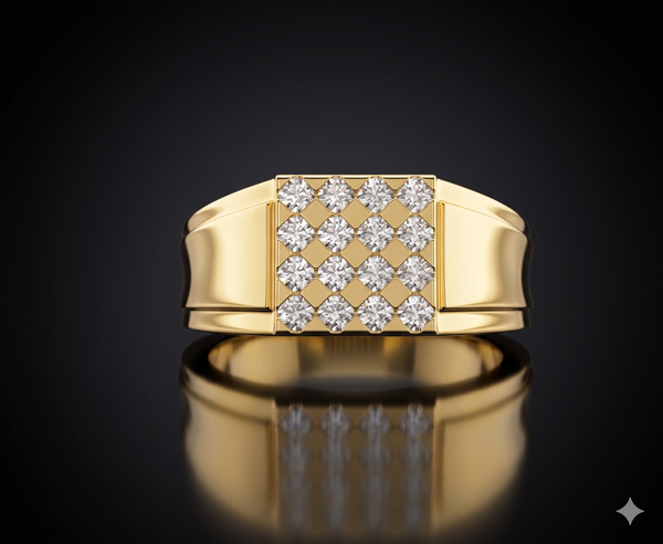 Royal Square Diamond Cluster Ring