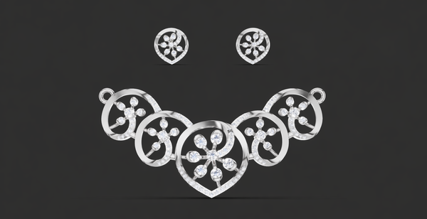 FLORAL ORBIT PENDANT AND EARING SET