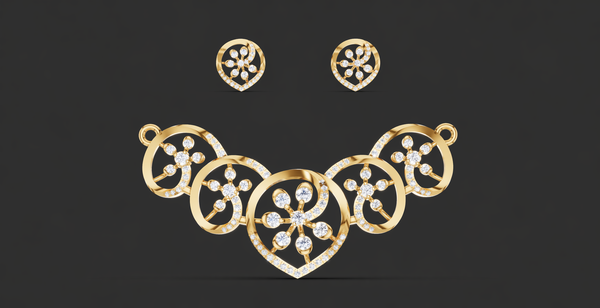 FLORAL ORBIT PENDANT AND EARING SET