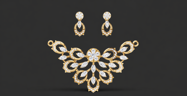 MOON PETAL CHARM PENDANT AND EARING SET