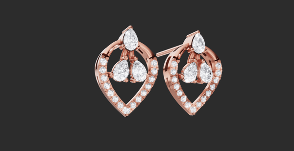 PEAR SHAPE THREE DIAMOND STUD EARING