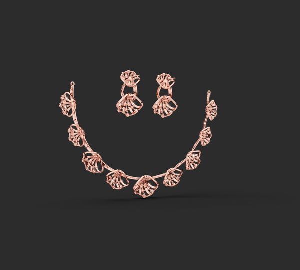 DELICATE FLORAL DIAMOND NECKLACE SET