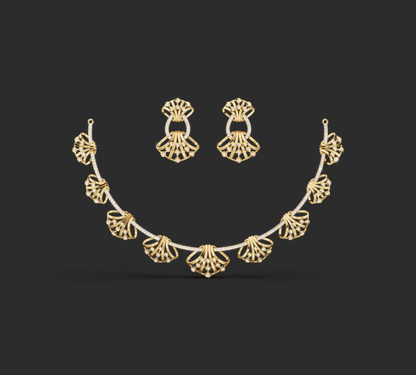 DELICATE FLORAL DIAMOND NECKLACE SET