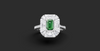 LUXURY EMERALD CUT GEOMETRIC HALO RING