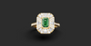 LUXURY EMERALD CUT GEOMETRIC HALO RING