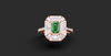 LUXURY EMERALD CUT GEOMETRIC HALO RING