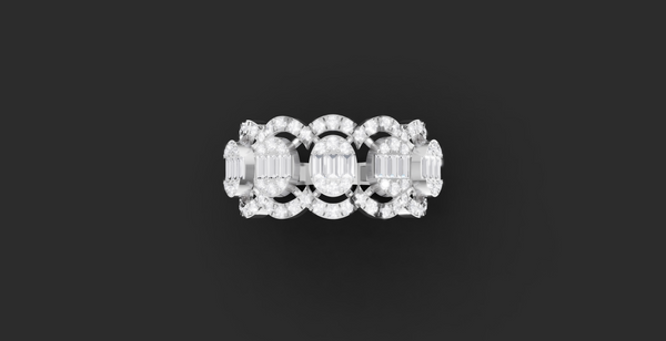 BAGUETTE HALO SCALLOP RING
