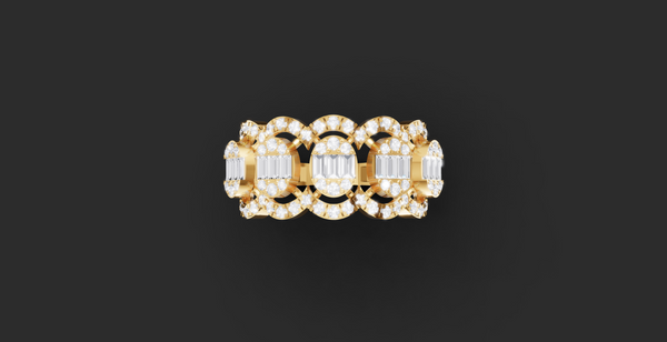 BAGUETTE HALO SCALLOP RING