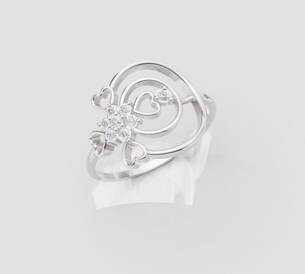 FLOWER HEARTS CLUSTER RING