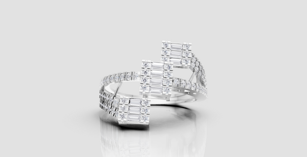 ROYAL TRI SQUARE CRISSCROSS DIAMOND RING