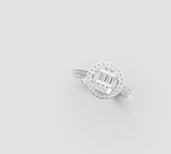 ROYAL HALO BAGUETTE RING