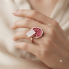 CRIMSON RUBY ORBIT RING