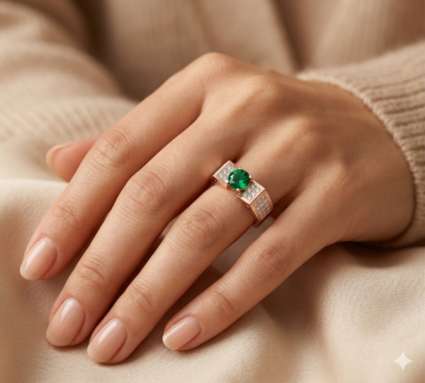 SWING STUD EMERALD SOLITAIRE RING