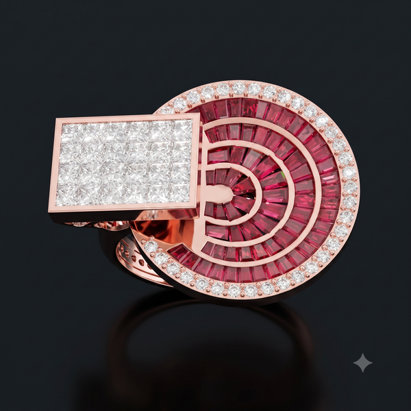 CRIMSON RUBY ORBIT RING