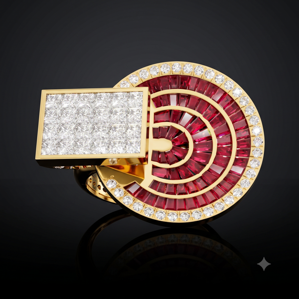 CRIMSON RUBY ORBIT RING