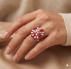 Ruby Radiance Floral Ring