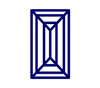 Blue line drawing of a rectangular object on a transparent background