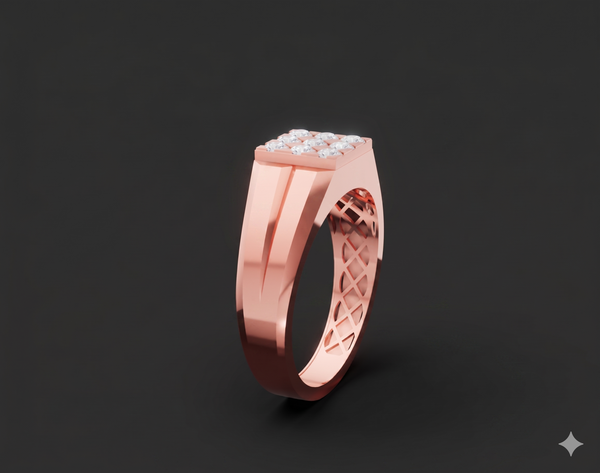 Square Diamond Cluster Gents Ring