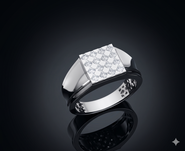 Royal Square Diamond Cluster Ring