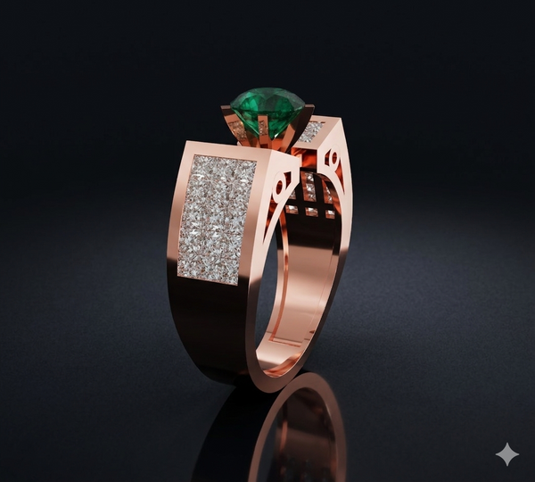 SWING STUD EMERALD SOLITAIRE RING