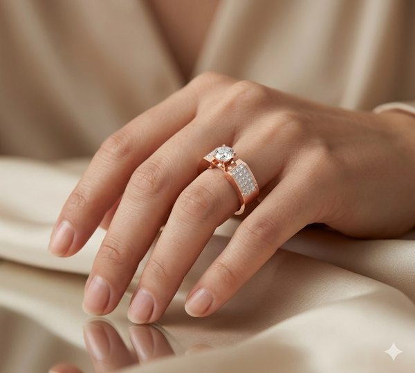CURVE CLUSTER SOLITAIRE BAND