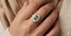 LUXURY EMERALD CUT GEOMETRIC HALO RING