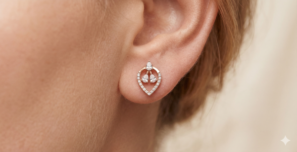 PEAR SHAPE THREE DIAMOND STUD EARING