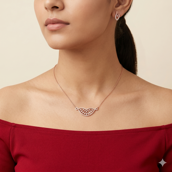 MARQUISE LEAF GRACE PENDANT AND EARING SET