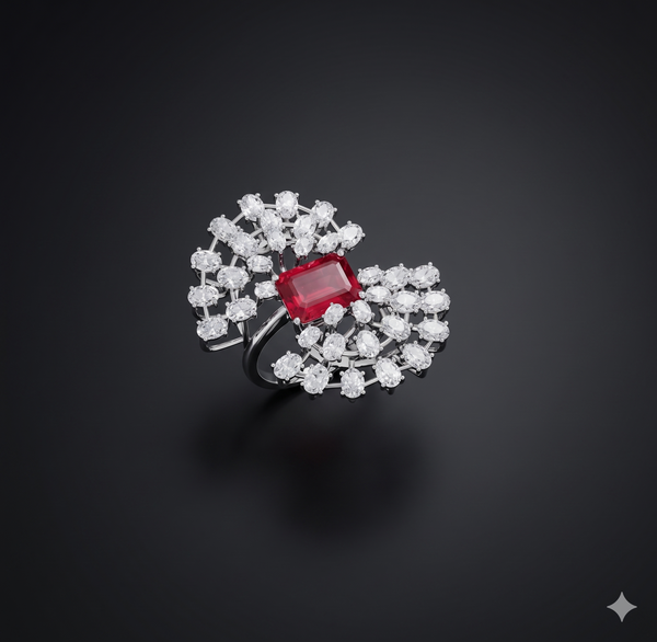 Royal RubyBloom Ring
