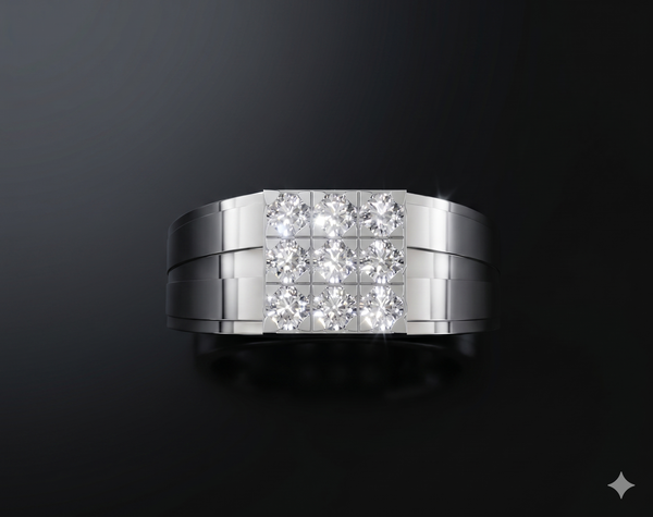 Apex Double Band Cluster Ring