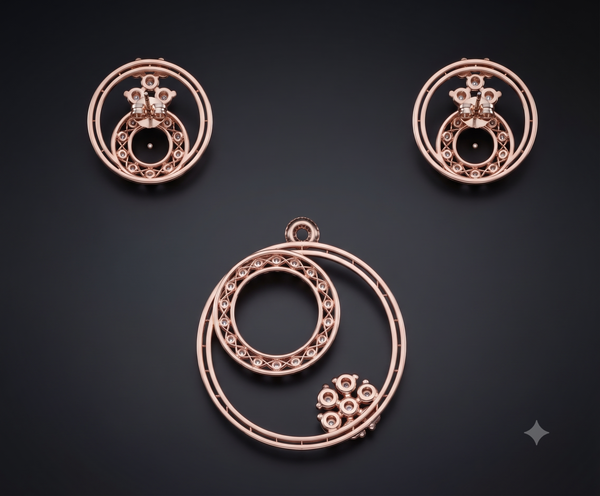 CIRCLE BLOOM PENDANT SET