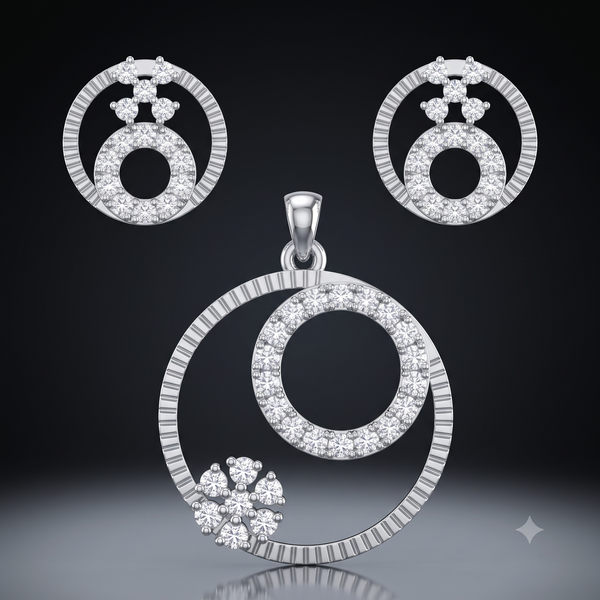 CIRCLE BLOOM PENDANT SET