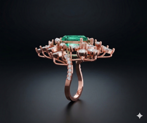 Emerald Bloom Diamond Ring