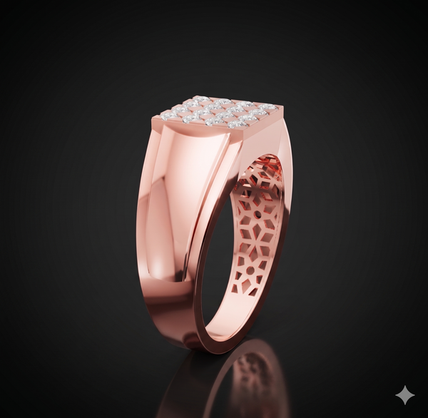 Royal Square Diamond Cluster Ring