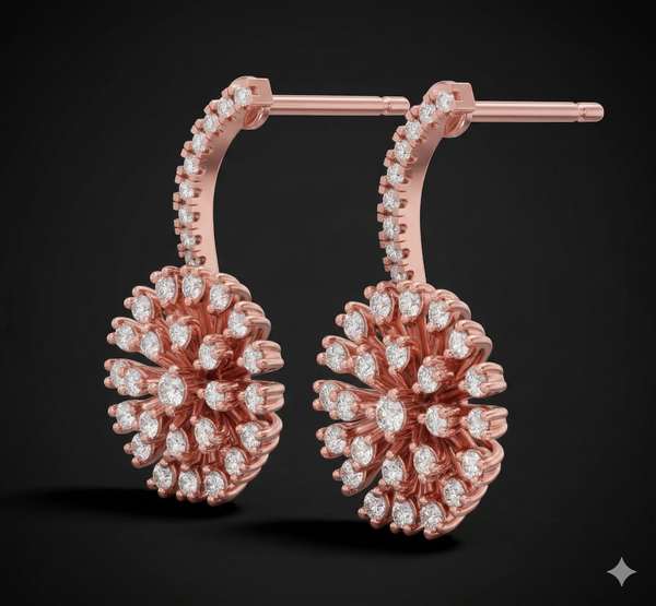 Royal Blossom Diamond Hoops
