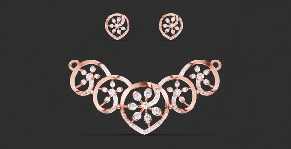 FLORAL ORBIT PENDANT AND EARING SET