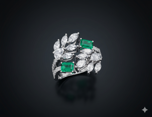 Emerald Vine Diamond Ring