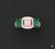 TRI STONE EMERALD CUT DIAMOND RING
