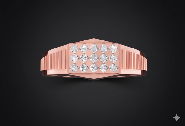 Diamond Grid Gents Ring