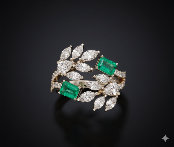 Emerald Vine Diamond Ring