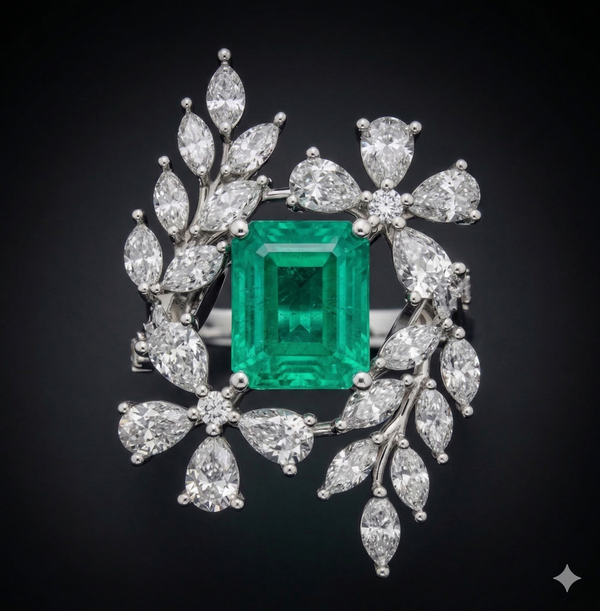 Emerald Bloom Diamond Ring