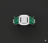 TRI STONE EMERALD CUT DIAMOND RING
