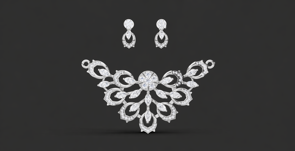 MOON PETAL CHARM PENDANT AND EARING SET